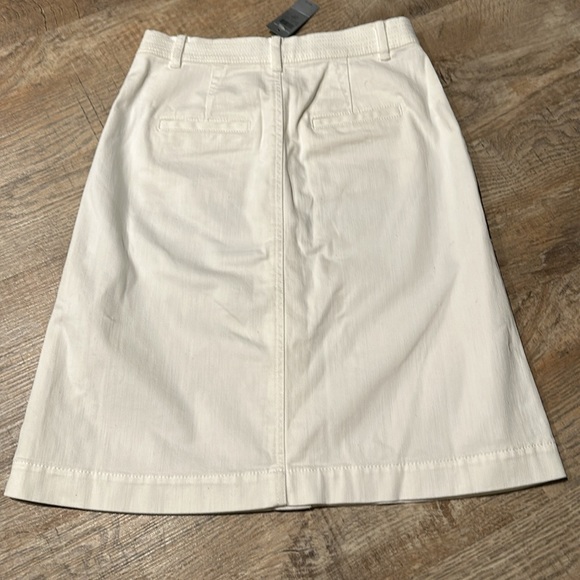 Ann Taylor - Petite Button Front Denim Skirt in White Wash - Picture 2 of 7